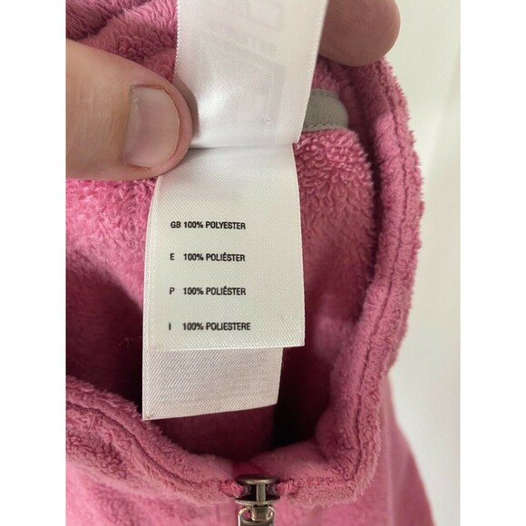 North Face Girl's Jacket Pink Sherpa Pullover 1/4 Zip Outerwear Size Medium - Picture 6 of 8
